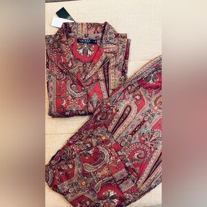 Ralph Lauren Women’s Paisley Pajama Set – XL – 62% Cotton / 32% Viscose